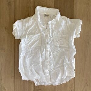 Show Me Your Mumu White Linen Short Sleeve button up XS